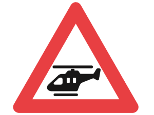 A97 advarselstavle Lavtgående helikopter
