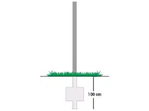 Lige rørstander 200 cm i varmgalvaniseret stål med flaps og bundplade til montering af færdselstavler.