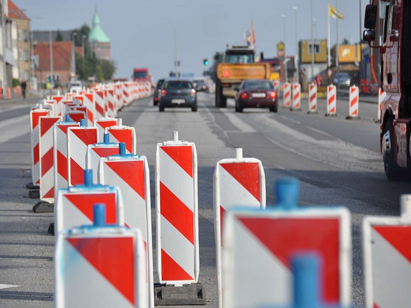 Kantafmærkning N42 vejarbejde