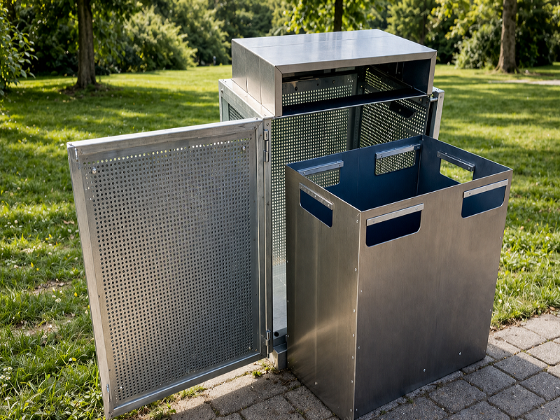 Indsats til skraldespand til engangsgrill