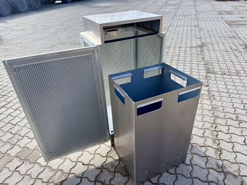 Skraldespand til engangsgrill med beholder i 2m aluminium